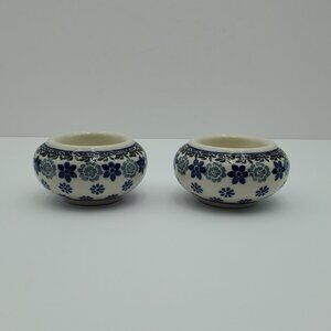 Polish Pottery Votive Cups Small Round Floral Candle Holders Tealight Holders